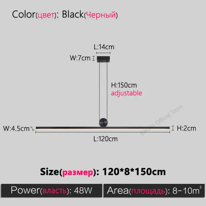 Black minimalist linear pendant light with adjustable height and sleek metallic finish for decorbites black chandelier