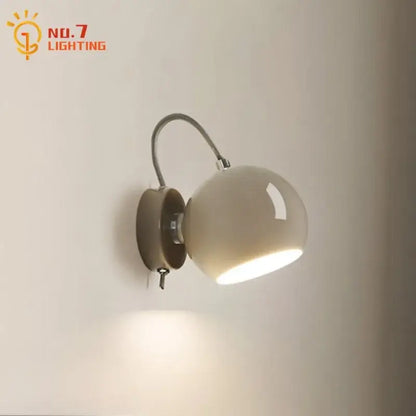 Minimalist decorbites cream wind led wall lamp with cream-colored spherical sconce and flexible gooseneck arm