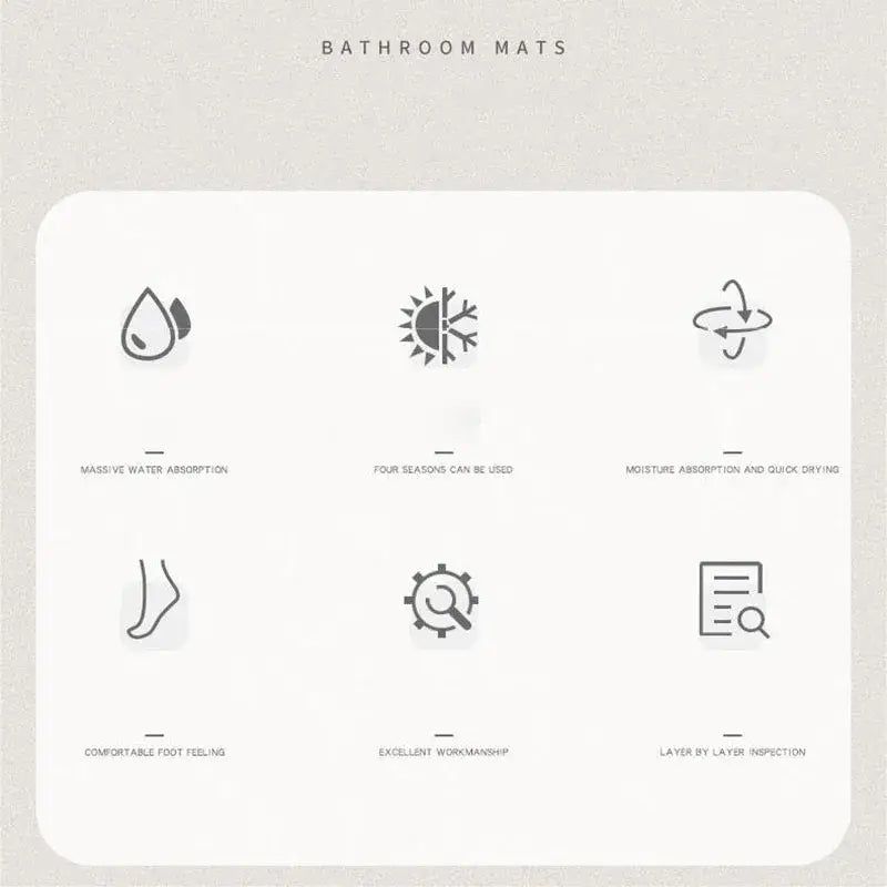Minimalist geometric diatom ooze bathroom rug in cream beige with massive water absorption and four-seasons usability