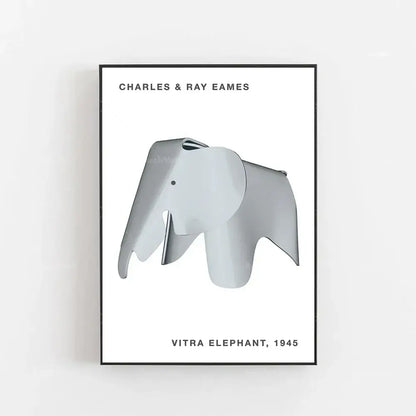 Silver metallic eames elephant chair by charles and ray eames for vitra featured in minimalist elephant bauhaus canvas print