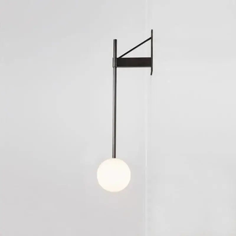 Minimalist black metal wall lamp with frosted glass globe decorbites geometric iron wall for bedroom decor