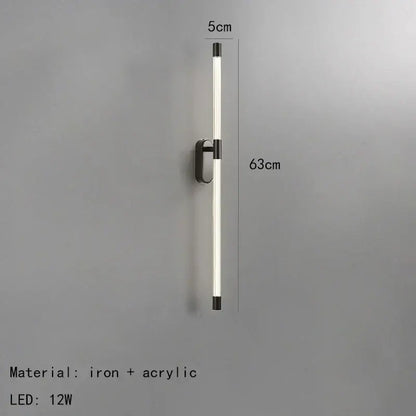 63cm long minimalist gold and black decorbites acrylic line led wall lights with sleek iron and acrylic design for bedroom