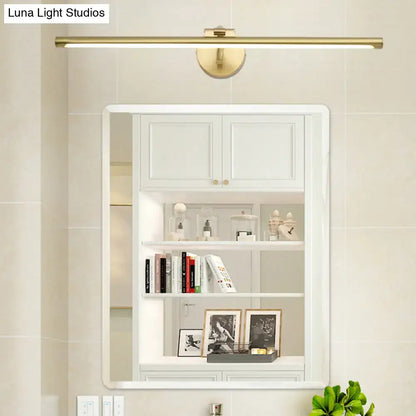 Minimalist gold brass led sconce bathroom vanity light with a sleek modern bar-style design and gold finish