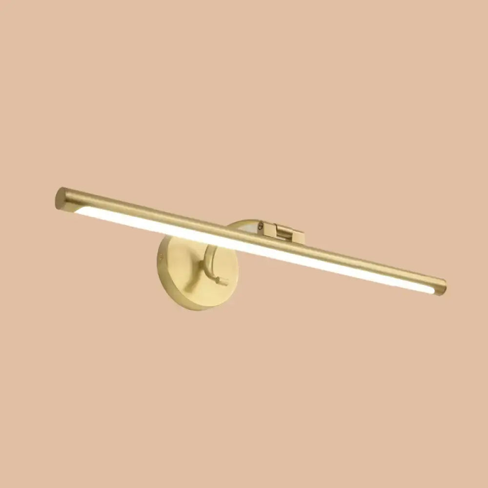 Minimalist gold brass led sconce wall-mounted vanity light fixture with sleek modern design and circular base