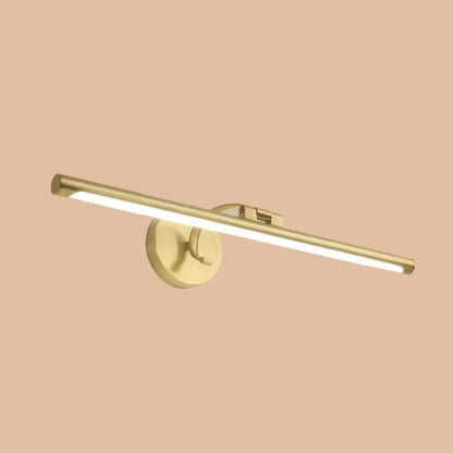 Minimalist gold brass led sconce wall-mounted vanity light fixture with sleek modern design and circular base