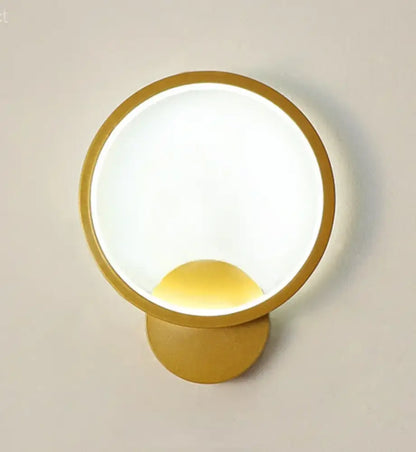 Minimalist gold circular led wall light with frosted glass diffuser and warm glow for bedroom decorbites led wall lights