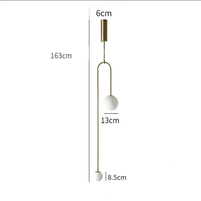 Minimalist gold double head glass pendant lights with brass frame and white glass ball shades for bedroom lighting