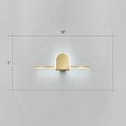 Minimalist gold finish led vanity light with acrylic linear led bars and sleek arched design for bathroom walls