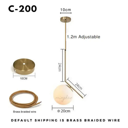 Minimalist gold glass ball led chandelier with brass finish and frosted glass shade for dining room decorbites glass ball
