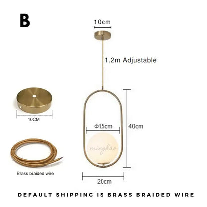 A modern brass minimalist gold glass ball led chandelier with oval frame and frosted glass shade for dining room decorbites glass ball
