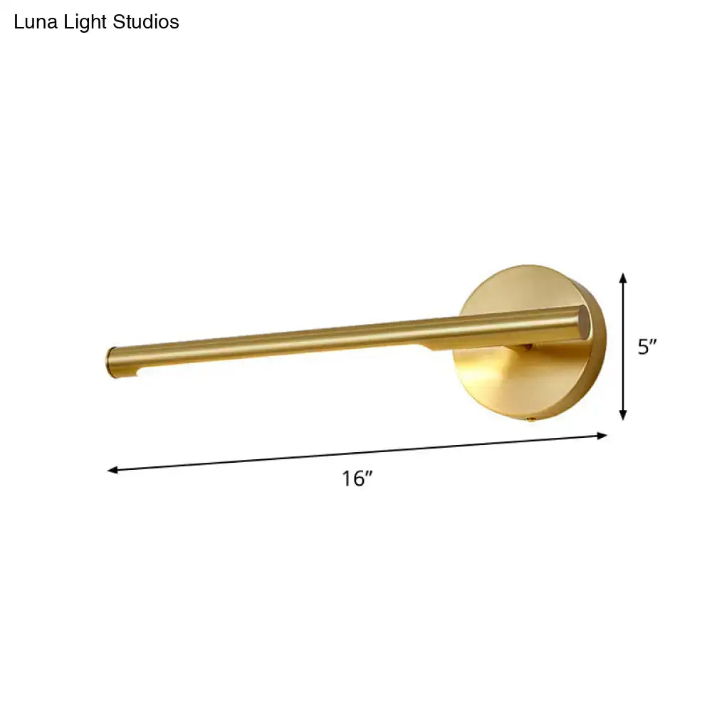 Minimalist gold wall light with acrylic diffuser and sleek modern design measuring 16 by 5 inches height