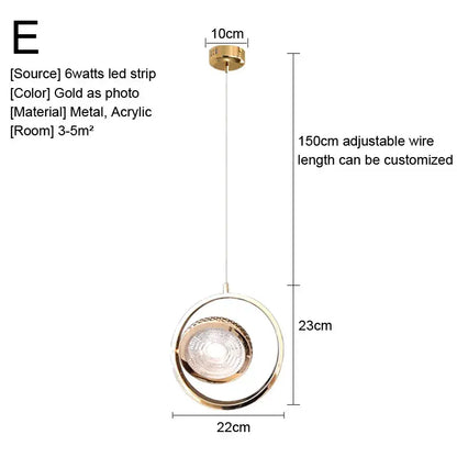 Minimalist gold nordic pendant light with circular acrylic and metal design and adjustable 150cm wire for kitchen decorbites gold nordic pendant lights