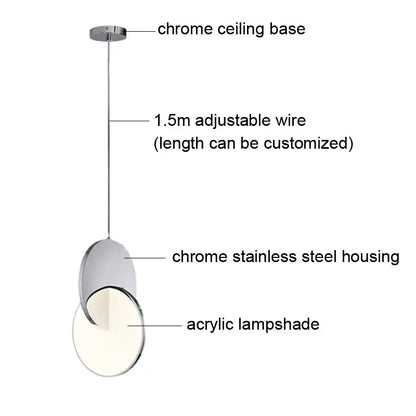 Modern minimalist pendant light with sleek chrome stainless steel housing and translucent acrylic shade decorbites gold nordic pendant