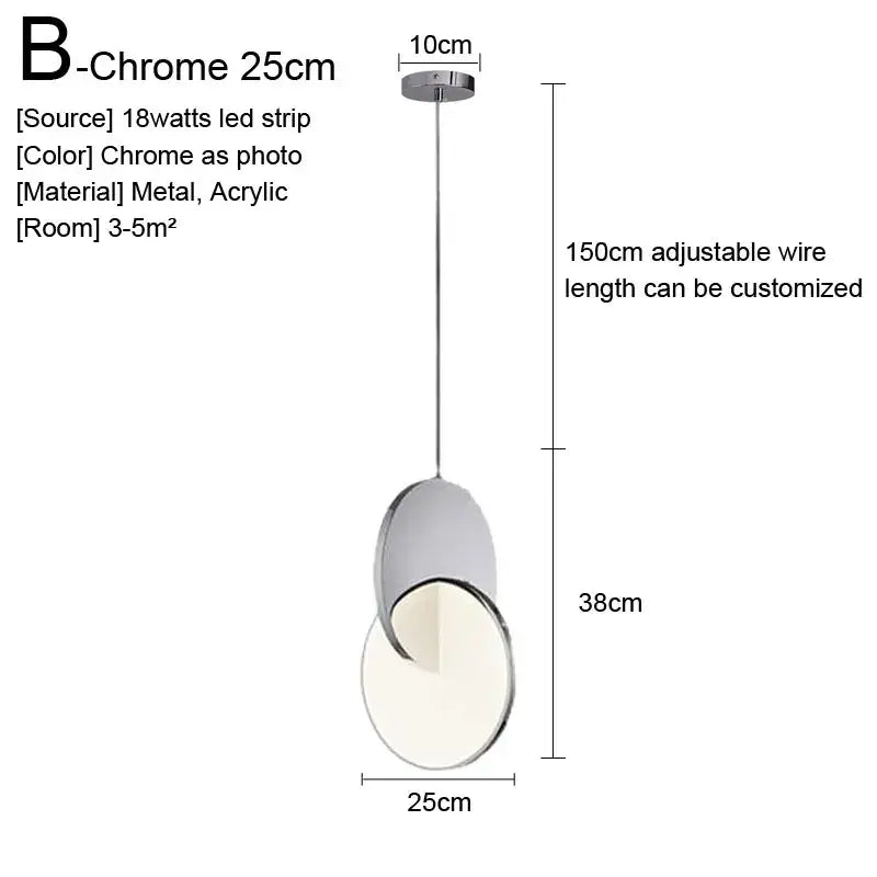 Chrome-finished gold nordic pendant light with overlapping circular design and adjustable wire for kitchen decorbites pendant lights