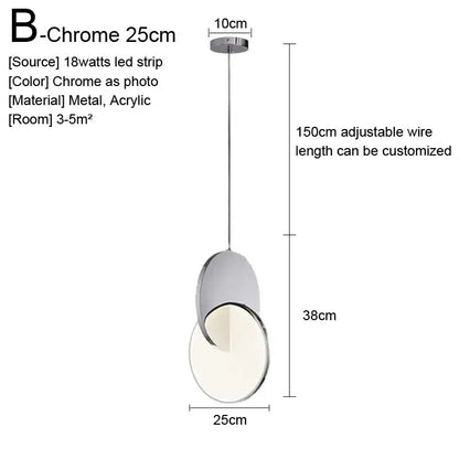 Chrome-finished gold nordic pendant light with overlapping circular design and adjustable wire for kitchen decorbites pendant lights