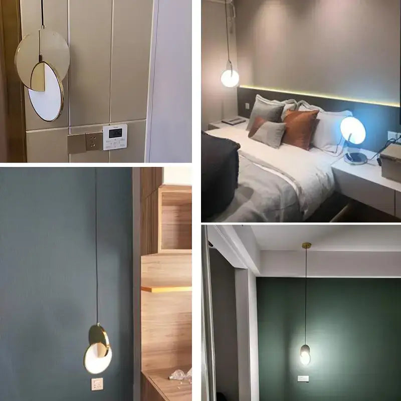 Modern minimalist gold nordic pendant lights with sleek metal frame and overlapping glass shades for kitchen decorbites decor