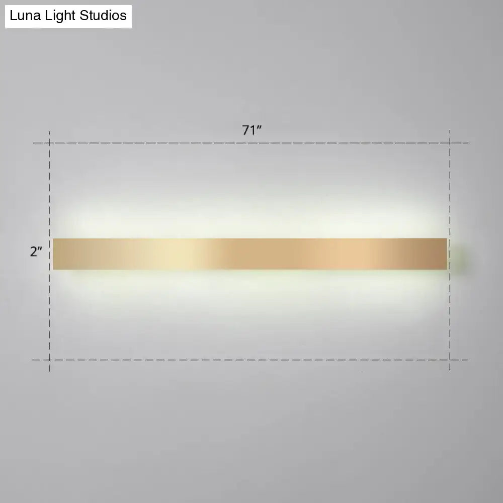 Minimalist gold plated led wall sconce 71 inch gold finished rectangular design for living room or bar lighting