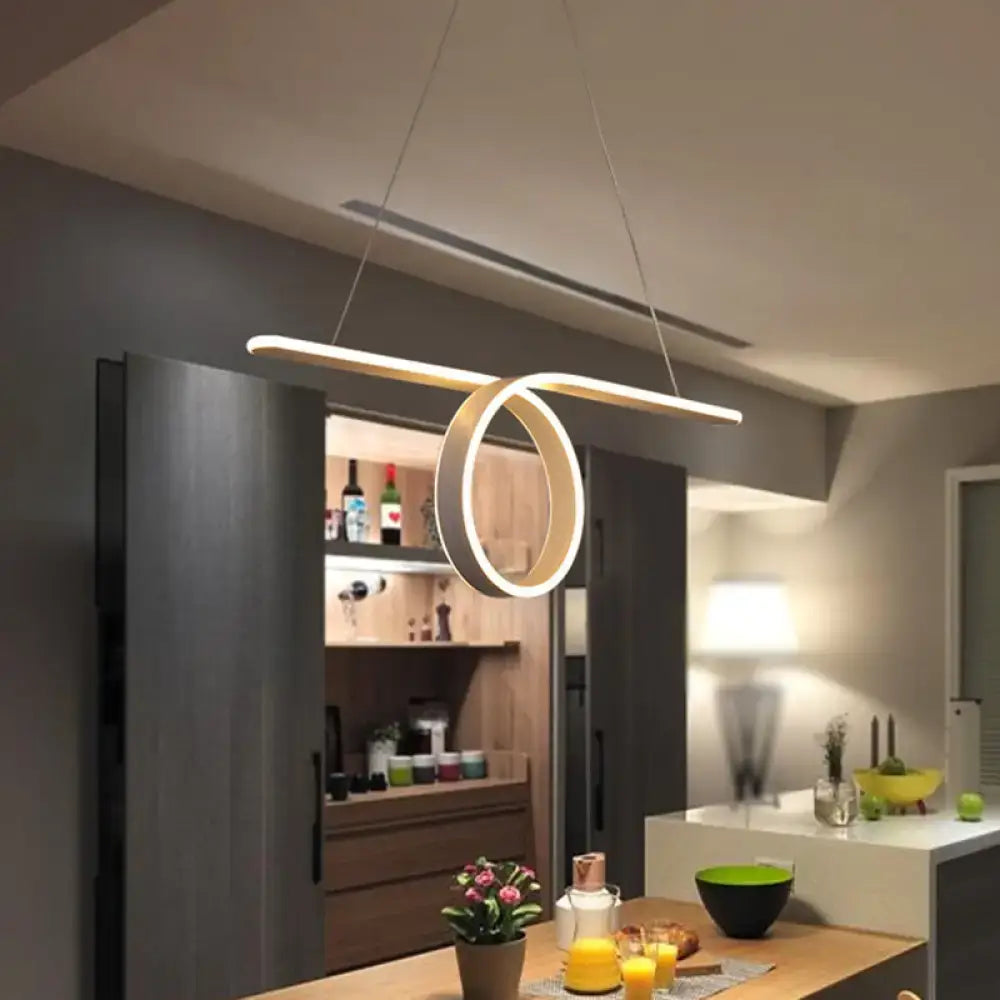 DecorBites™ minimalist grey LED pendant light with warm white lighting metal shade fixture width ideal for dining room island