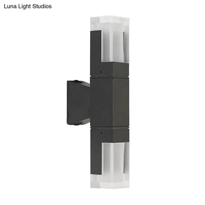 Minimalist led black wall lamp with clear acrylic and warm white dual-light for modern courtyard lighting