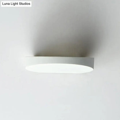 Minimalist led oval wall sconce in grey aluminum with modern white oval ceiling light for corridor featuring light bulb design
