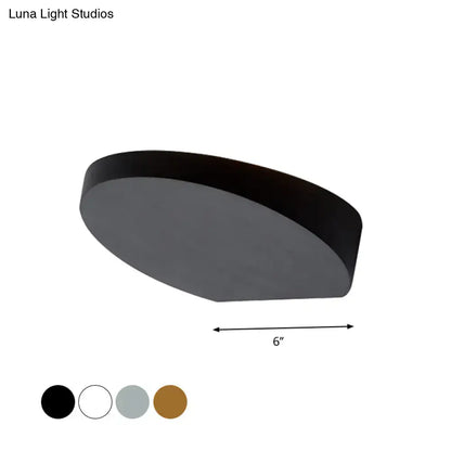 Black oval-shaped minimalist led ceiling light fixture in grey aluminum for modern corridor lighting with light bulb