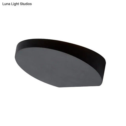 Modern black oval minimalist led ceiling light fixture in grey aluminum for corridor with integrated light bulb