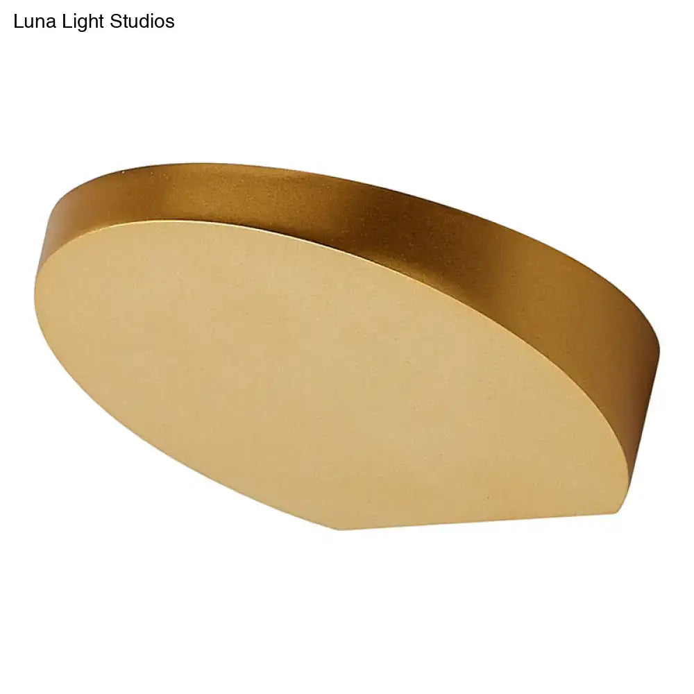 Gold-finished oval ceiling light fixture with minimalist led design in grey aluminum for corridor lighting with light bulb