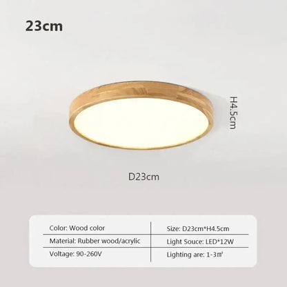 Minimalist circular ceiling light with warm glow crafted from rubber wood and acrylic for modern decorbites led wooden ceiling