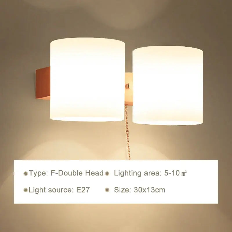 Warm-toned minimalist led wooden wall lamps with frosted shades and copper mounting bracket for bedroom decorbites led wooden wall