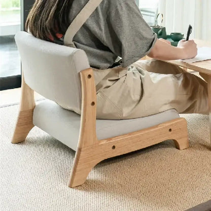 Minimalist light gray upholstered decorbites legless tatami chair with wooden frame for living room meditation seat