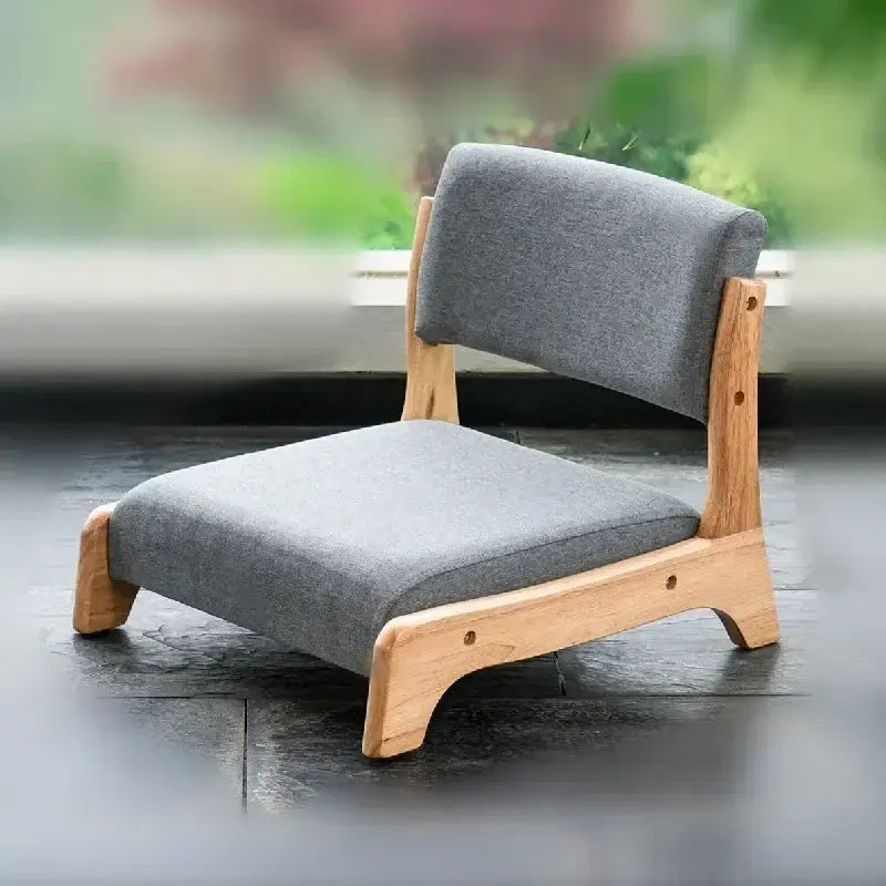 Gray upholstered minimalist legless tatami chair with light wood frame for living room meditation decorbites legless tatami chair