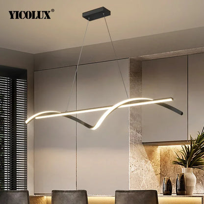 Minimalist Linear LED Pendant Light in Black or White