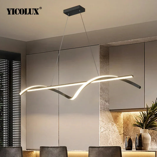 Minimalist Linear LED Pendant Light in Black or White