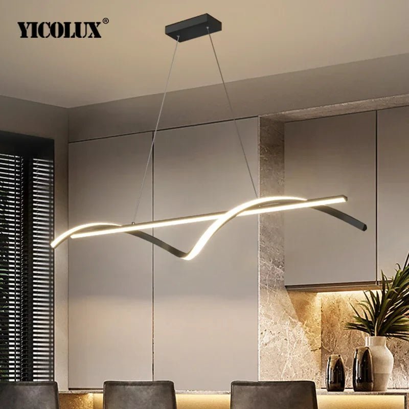 Minimalist Linear LED Pendant Light in Black or White - Decorbites