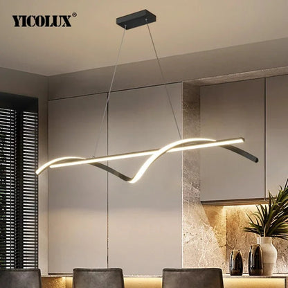 Minimalist Linear LED Pendant Light in Black or White - Decorbites