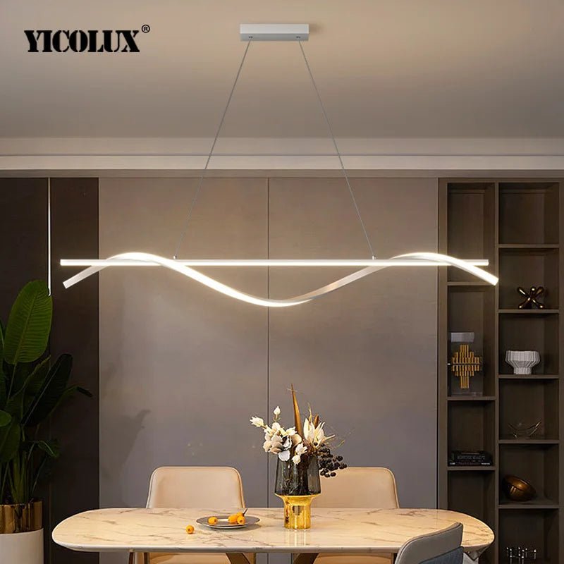 Minimalist Linear LED Pendant Light in Black or White - Decorbites
