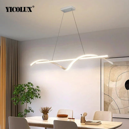 Minimalist Linear LED Pendant Light in Black or White - Decorbites