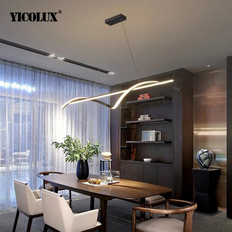 Minimalist Linear LED Pendant Light in Black or White - Decorbites