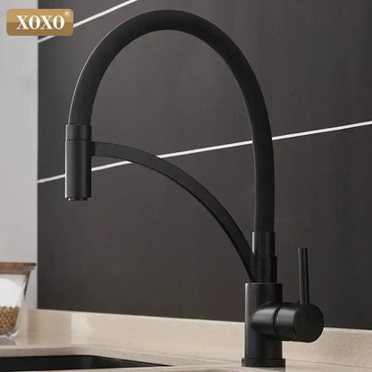 Minimalist matte black chrome kitchen tap with black matte finish and sleek curved spout for decorbites black chrome kitchen use