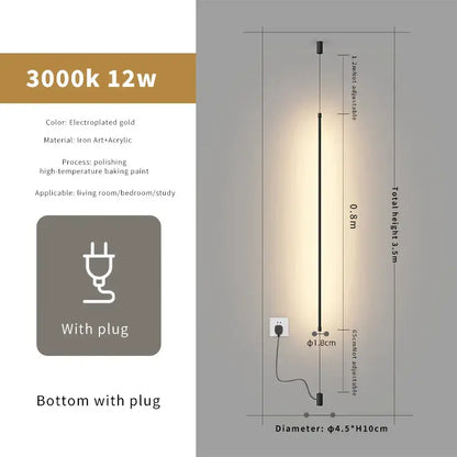 Electroplated gold modern floor lamp with adjustable height featuring sleek iron and acrylic pendant light strip design