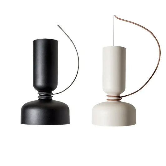 Minimalist matte black and off-white pendant light with forged iron curved wire accent for dining room decorbites chandelier
