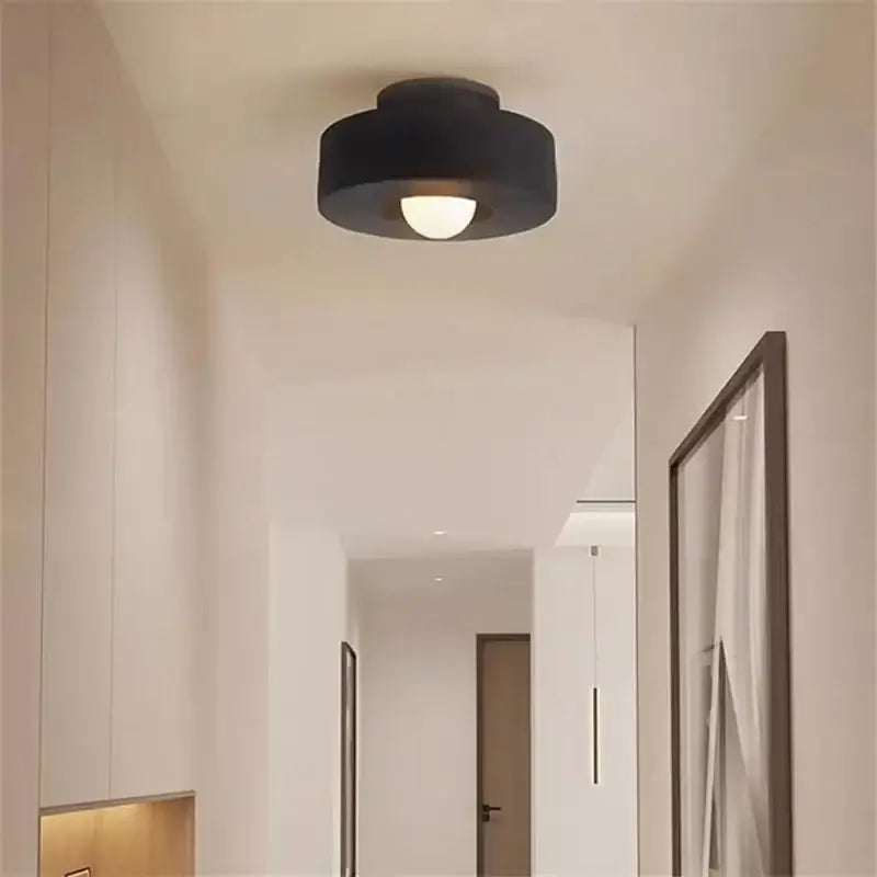 Minimalist matte black round ceiling light with warm white illuminated center for modern decorbites ceiling light decor