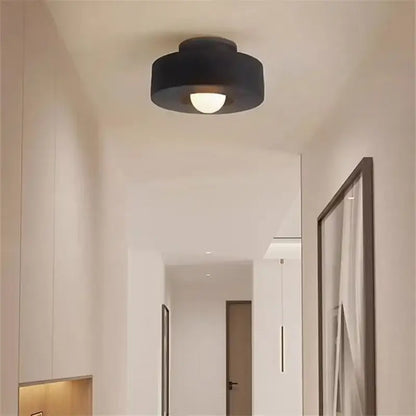 Minimalist matte black round ceiling light with warm white illuminated center for modern decorbites ceiling light decor