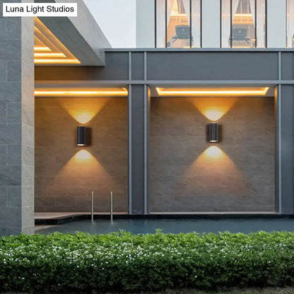 Modern minimalist matte black tube wall light outdoor sconce with warm focused lighting wall light type