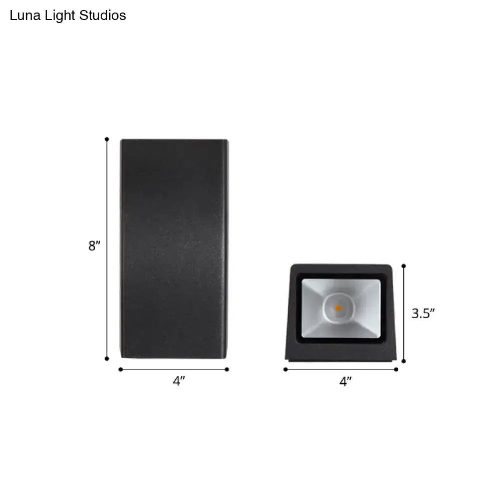 Black rectangular minimalist metal wall mount led spotlight fixture with sleek modern design for living room lighting