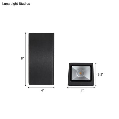 Black rectangular minimalist metal wall mount led spotlight fixture with sleek modern design for living room lighting
