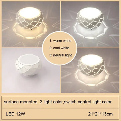 Minimalist metallic dimmable geometric white led ceiling light with polygonal design and three color temperature options decorbites led ceiling