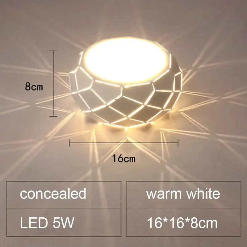 Minimalist metallic dimmable decorbites led ceiling light with geometric white faceted design and warm white illumination