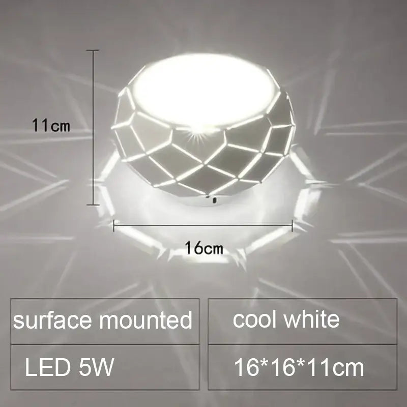 Minimalist metallic dimmable decorbites led ceiling light with faceted cool white geometric design 5w power