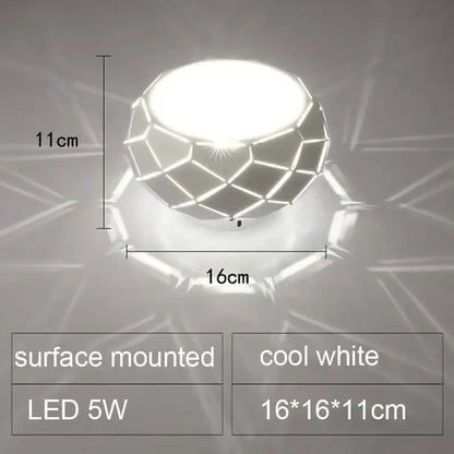 Minimalist metallic dimmable decorbites led ceiling light with faceted cool white geometric design 5w power